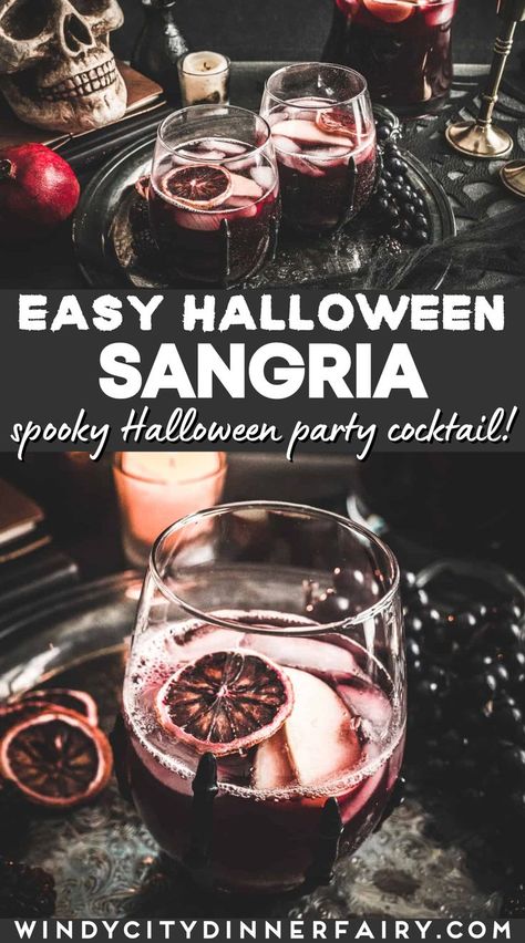 Halloween Sangria, Spiced Simple Syrup, Small Halloween Party, Halloween Alcohol, Red Halloween, Easy Halloween Party, Spooky Halloween Party, Halloween Wine, Boozy Drinks