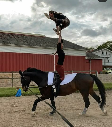 Equestrian Vaulting Moves, Equestrian Vaulting, Vaulting Equestrian, Horse Vaulting, Sculpture Reference, Horse Poses, Horse Back Riding, Horse Videos, Show Jumping