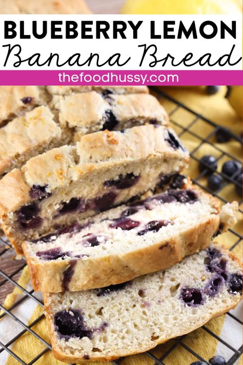 Lemon Blueberry Banana Bread, Strawberry Zucchini Bread, Lemon Banana Bread, Blueberry Banana Bread Recipe, Banana Blueberry Bread, Chocolate Pumpkin Bread, Lemon Banana, Blueberry Banana Bread, Dessert Restaurants