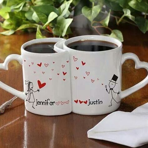 cute matching cups Couples Coffee Mugs, Cute Valentines Day Gifts, Unique Valentines Day Gifts, Best Valentine's Day Gifts, Valentines Mugs, Valentine Day Special, Valentines Gifts For Him, 30 Gifts, Valentines Day Gifts For Her