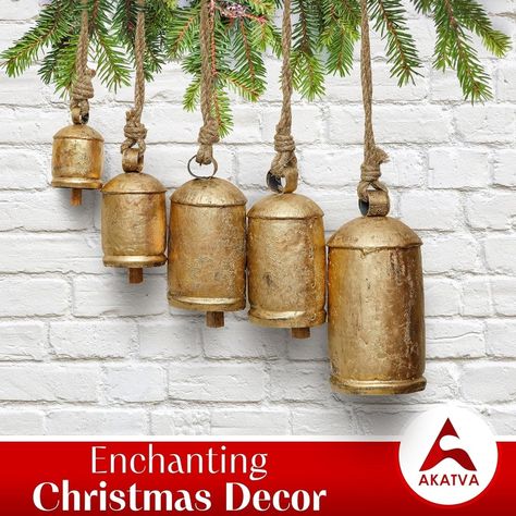 Get ready to jingle all the way this holiday season with our charming Christmas Bells! These shabby chic rustic style vintage lucky harmony vintage bells Christmas will add a touch of warmth and nostalgia to your antique Christmas decorations. These gold Christmas bells for crafts are both durable and elegant. These brass bells Christmas gives a rustic finish in a timeless, vintage look that will complement any gold home decor style. Large Christmas Bells, Gold Christmas Bells, Christmas Decor Gold, Vintage Cow Bells, Antique Christmas Decorations, Craft Bells, Antique Bell, Rustic Christmas Decor, Christmas Accents