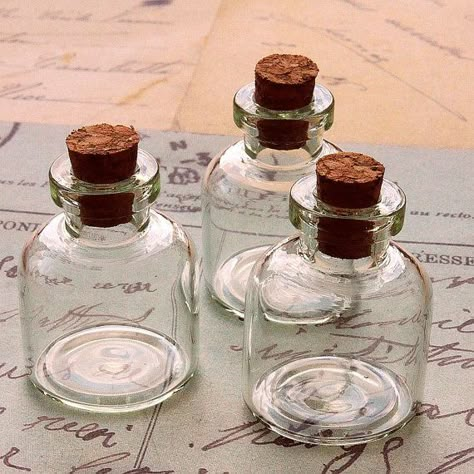 Clear Glass Tiny Bottle Vials Charms / Pendants Mini Terrarium, Mini Glass Bottles, Eye Hook, Witch Decor, Potion Bottle, Cork Stoppers, Bottle Sizes, Mini Bottles, Tiny Treasures