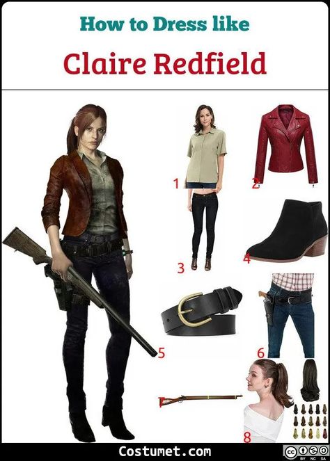 Claire Redfield (Resident Evil) Costume for Cosplay & Halloween 2020 Claire Redfield Costume, Resident Evil Costume Halloween, Resident Evil Inspired Outfits, Resident Evil Halloween Costumes, Claire Redfield Cosplay, Resident Evil Outfit Ideas, Claire Redfield Outfit, Resident Evil Women, Resident Evil Outfit