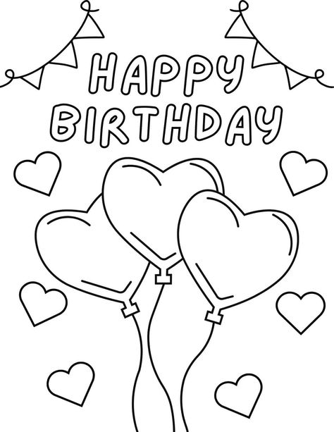 Birthday Coloring Pages For Adults, Happy Birthday Cards Simple, Coloring Pages Happy Birthday, Happy Birthday Coloring Pages Printables Free, Happy Birthday Design Art, Drawings For Birthdays, Cute Happy Birthday Doodles, Happy Birthday Cute Drawing, Happy Birthday Coloring Pages Printables