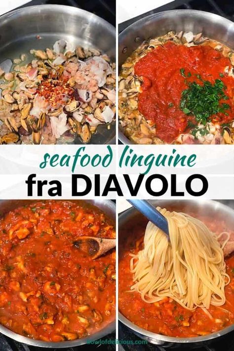 Fra Diavolo Sauce, Seafood Medley Recipes, Spicy Red Sauce, Diavolo Sauce, Seafood And Pasta, Easy Italian Pasta, Italian Pasta Recipe, Mixed Seafood Recipe, Seafood Linguine