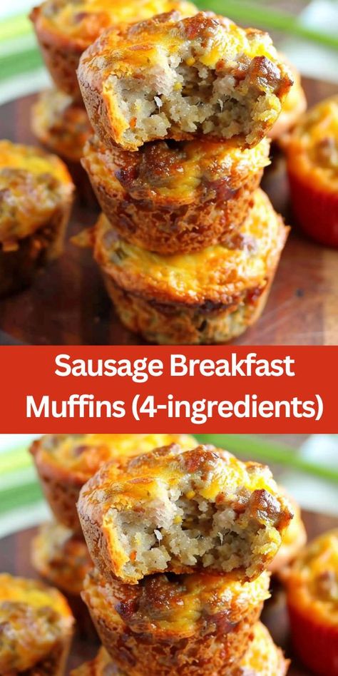 Discover the ultimate breakfast solution with these easy Sausage Breakfast Muffins. Perfect for busy mornings, these savory muffins are packed with sausage, cheese, and fluffy Bisquick mix. Quick to prepare and deliciously satisfying, they make a great grab-and-go meal. Make your mornings easier with this protein-packed breakfast recipe that’s sure to please the whole family. Sausage Breakfast Muffins, Sausage Muffins, Breakfast Sausage Recipes, Thanksgiving Breakfast, Bisquick Recipes, Ultimate Breakfast, Savory Muffins, Breakfast Bites, Breakfast Meal Prep