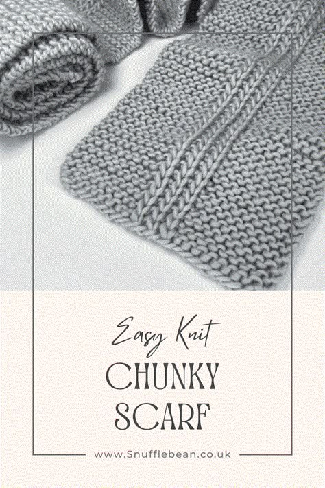 Quick & Easy Chunky Knit Scarf - Perfect for Beginners! [Free Written Pattern & Video Tutorial!] - Snufflebean Yarn Chunky Scarf Knitting Pattern, Knitting Patterns Scarf, Chunky Scarf Pattern, Knitting Pattern Scarf, Infinity Scarf Knitting Pattern, Easy Blanket Knitting Patterns, Easy Scarf Knitting Patterns, Chunky Knit Scarf, Scarf Knitting Pattern