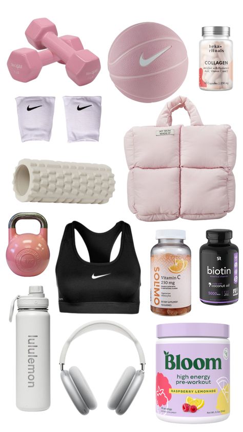 sporty girl wishlist #sport Gym Wishlist, Sporty Outfits Aesthetic, Workout Bag Essentials, Gym Bag Essentials Women, Sporty Girl Aesthetic, Sport Essentials, Girl Wishlist, Trening Sztuk Walki, Gym Bag Essentials