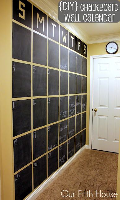 A Wall Sized Calendar for Managing Our Daily Chaos Chalkboard Wall Calendars, Chalkboard Calendar, Mini Loft, Workout Room, Diy Chalkboard, Chalkboard Wall, Chalkboard Paint, Home Organization Hacks, Workout Rooms