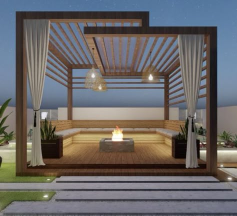 Design Per Patio, Rooftop Patio Design, Roof Garden Design, Terrace Garden Design, Terrace Decor, Rooftop Terrace Design, Rooftop Design, Modern Pergola, Pergola Design