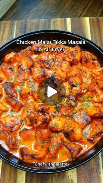 Khadija Siddiqui on Instagram: "Air Fryer Malai Chicken Tikka Masala 

Ingredients and steps:

1 kg boneless chicken 
2 tbsp thick yogurt. I used fat free Greek yogurt 
2 tbsp  cream
1 tbsp ginger garlic paste 
Juice of half lime
1 tsp salt 
1 tsp coriander powder 
1 tsp paprika 
1/2 tsp garam masala 
1 tsp red chilli flakes 
1 tsp cumin powder 
1 tsp black pepper 
1 tbsp kasuri methi (Dried fenugreek leaves)
Pinch of red food colour (optional)
2 tbsp oil
Mix everything 
Let the chicken marinate for an hour. I am using a baking dish here. Transfer the marinated chicken to baking dish. Place it in the air fryer basket.
Air fry at 200ºC for 20 minutes.  After 20 minutes, flip the chicken pieces. Air fry for another 7-8 minutes.
You can dry out the sauce but I keep it with sauce
As when you s Tika Masala, Masala Ingredients, Chicken Marinate, Malai Chicken, Kasuri Methi, Thick Yogurt, Airfryer Recipes, Chicken Pieces, Fenugreek Leaves