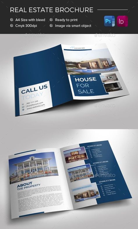 Real Estate Brochure, Brochure Design Creative, Modern Real Estate, Brochure Design Layout, Trifold Brochure Design, Free Brochure, Free Brochure Template, Bi Fold Brochure, Psd Flyer