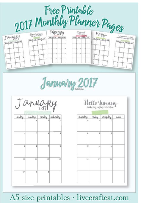 get these free printable A5 size monthly calendars for 2017! use them in your favorite A5 (half an 8.5"x11" sheet) planner or notebook. Month At A Glance Printable Free, Undated Monthly Planner Printables Free, A5 Monthly Calendar Printable Free, Free Undated Monthly Calendar Printable, Blank Monthly Calendar Template, Free Printable Monthly Planner, Free Printable Calendar 23-24, Undated Monthly Planner, Monthly Planner Template