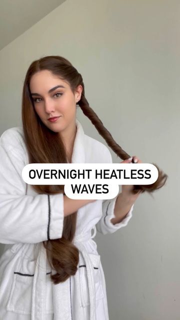 Heatless Body Waves, Heatless Curls Overnight Twists, How To Have Wavy Hair Overnight, Overnight Loose Waves, Heatless Waves For Long Hair, Simple Heatless Hairstyles, No Heat Waves For Long Hair, Heartless Curls Scrunchie, Overnight Curls With Scrunchie