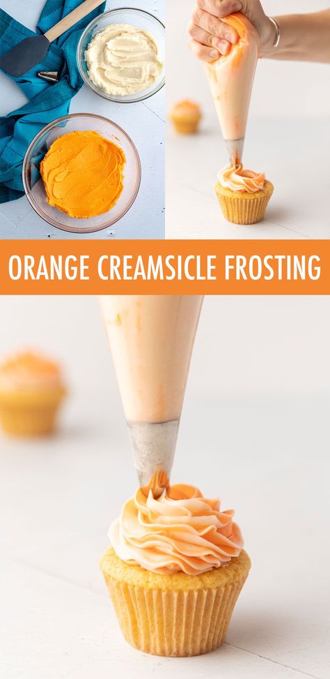 Orange Buttercream Frosting Recipe, Orange Creamsicle Truffles, Orange Creamsicle Cupcakes, Creamsicle Truffles, Cupcake Frosting Tips, Orange Truffles, Frost Cupcakes, Cookies And Cream Frosting, Lemon Cupcake Recipe