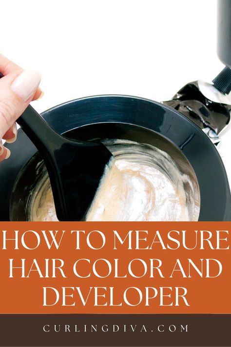 How to measure hair color and developer Hair Dye Mixing Chart, Hair Color Developer Chart, Hair Dye Colors For Brunettes No Bleach, 30 Volume Developer On Dark Hair, Mixing Hair Color At Home, Hair Color Mixing Ratio, How To Mix Hair Color With Developer, Ion Hair Color Formulas, Diy Brown Hair Dye At Home