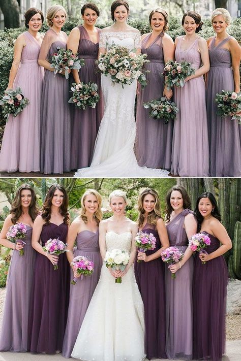 Purple Bridesmaid Dresses Mismatched, Shades Of Purple Bridesmaid Dresses, Purple Wedding Dress Bridesmaid, Bridesmaid Dresses Different Colors, Different Shades Of Purple, Lavender Bridesmaid, Lavender Bridesmaid Dresses, Purple Bridesmaid, Mauve Wedding