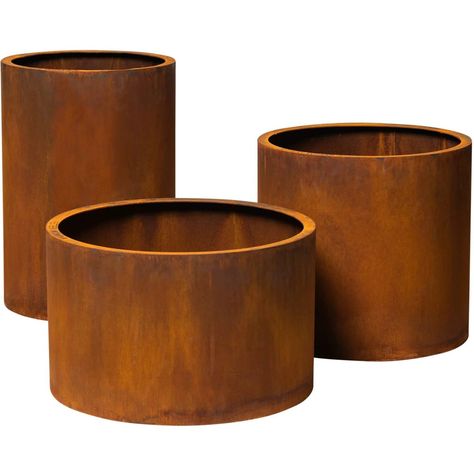 Outdoor Flower Boxes, Corten Steel Planters, Front Garden Landscape, Weathering Steel, Steel Planters, Steel Flowers, Planter Design, Outdoor Flowers, Corten Steel