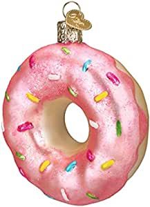 Pink Frosted Donut, Donut Ornament, Biscuit Home, Old World Christmas Ornaments, Sprinkle Donut, Pink Frosting, Christmas Sprinkles, Pink Donuts, Beautiful Christmas Trees