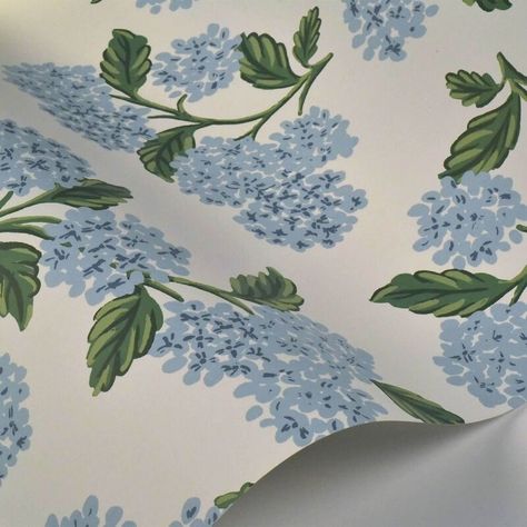 Hydrangea Wallpaper - Rifle Paper Co. Bath Mood Board, Laundry Powder Room, Hydrangea Wallpaper, Coastal Bathroom Decor, French Country Blue, Unexpected Beauty, Blue And White Wallpaper, Laundry Powder, Hydrangea Print