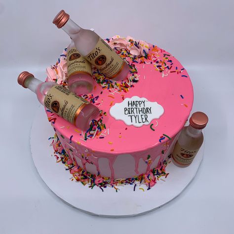 Tito’s Birthday Cake, 21st Birthday Cake Ideas, 26 Birthday Cake, 40th Birthday Themes, Liquor Cake, Chocolate Truffle Cake, Baking Kit, Icing Frosting, 21st Birthday Cakes