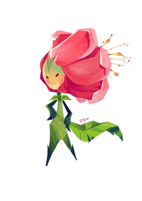 Flower Alien Character Design, Flowers As Characters, Flower Character Art, Flowers Character Design, Rose Themed Character Design, Dandelion Character Design, Floral Character Design, Flower Character Illustration, Spring Character Design