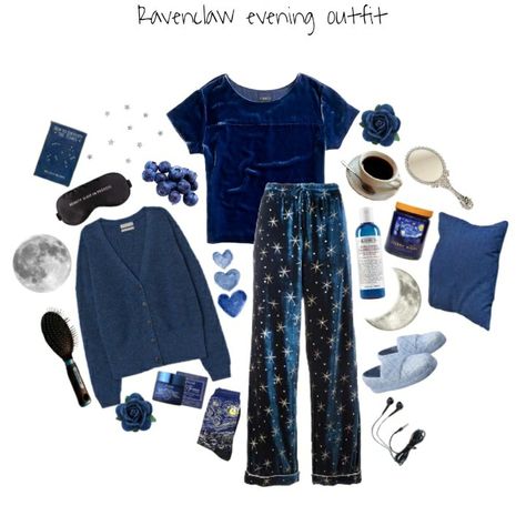 Ravenclaw Winter Outfits, Lucille Aesthetic, Ravenclaw Wardrobe, Ravenclaw Aesthetic Outfit, Trio Template, Ravenclaw Outfit Aesthetic, Venus Core, Ravenclaw Style, Ravenclaw Things