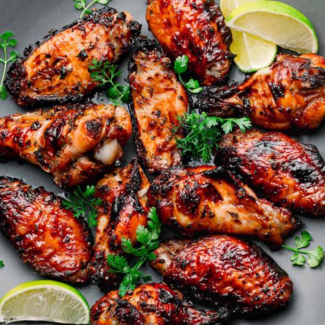 Bbq Thai Chicken, Gai Yang Chicken Recipe, Asian Grill Recipes, Asian Bbq Recipes, Asian Style Chicken Wings, Bbq Wings Grilled, Bbq Chicken Wings Grilled, Chicken Thai Recipes, Wing Marinade Recipes