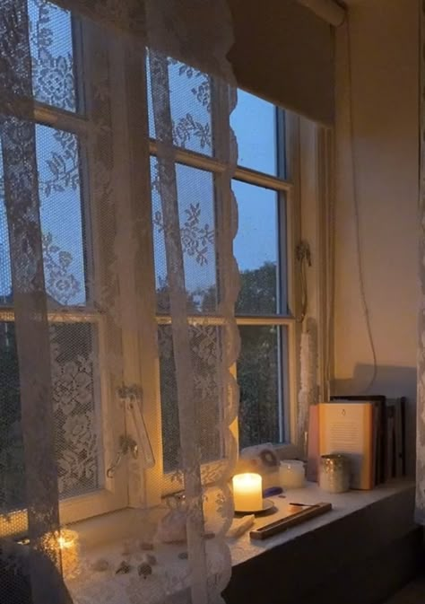 Warm Cozy Room Aesthetic, Coquette Candles, Room Goals, Redecorate Bedroom, Pretty Room, Dreamy Room, Window View, Dream Room Inspiration, Dream Apartment