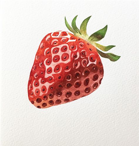 Strawberry Painting, Watercolor Food Illustration, Watercolor Food, Custom Tattoo Design, Custom Tattoo, Food Illustration, How To Paint, Pencil Drawing, Minimalist Art