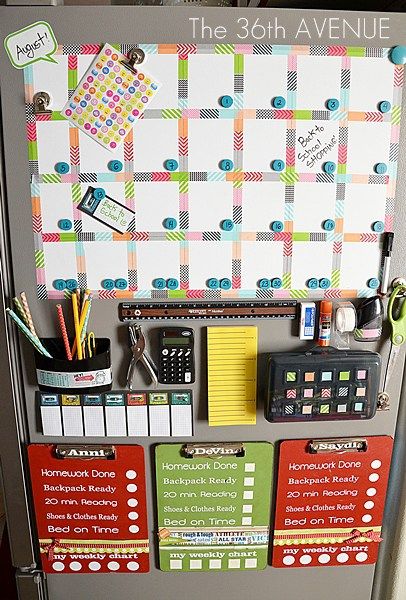 No matter how you feel about the start of a new school year, these 15 back to school organization ideas will help you transition into the fall schedule with ease. Themed Powerpoint, School Giveaways, Home Command Center, Command Centers, Homework Station, Family Command Center, Back To School Organization, Organization Station, School Homework