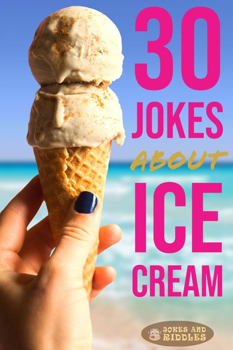 Here are 30 funny ice cream jokes that are clean and kid friendly. You'll also smile at some ice cream and sundae puns and Little Johnny and knock knock ice cream jokes. #Jokes #KidJokes #JokesForKids #IceCream #IceCreamJokes ##LoveIceCream Knock Jokes Hilarious, Ice Cream Jokes, Ice Cream Quotes Funny, Ice Cream Facts, Ice Cream Puns, Good Puns, Cream Quotes, Hilarious Dad Jokes, Ice Cream Quotes