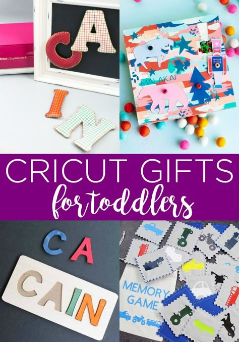 These Cricut gifts for toddlers are the perfect thing to make with your machine this holiday season! Grab your supplies and gets started on these homemade gifts that they will love! #cricut #cricutcreated #holiday #handmade #handmadegifts #christmas #toddlers #toddlergifts #cricutgifts #cricutlove Cricut Toddler Projects, Cricut Kids Gifts, Cricut Gift Ideas For Kids, Cricut Gifts For Kids, Personalized Toddler Gifts, Cricut Projects For Kids, Cricut Crafts For Kids, Homemade Gifts For Kids, Cricut Maker Projects