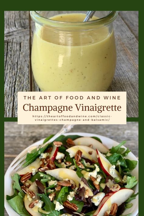 Salad Dressing With Champagne Vinegar, Champagne Vinegrette Salad Dressing, Champagne Dressing Salad, Champagne Salad Dressing Recipe, French Vinegrette Recipe, Sweet Vinegarette Dressing Recipe, Ina Garten Vinaigrette Salad Dressings, Betty Salad Dressing, Champagne Dressing Recipe