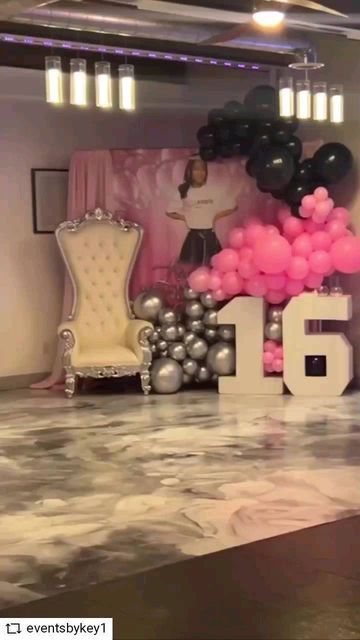 Quite_Nice on Instagram: "#REPOST @eventsbykey1 with @get__repost__app Sweet 16 💕🖤🤍 book @eventsbykey1 for your next event #QuiteNice #7Mile #TheVenueJustForYou" Decorations For Sweet 16 Party, Sweet 16 Photo Booth Ideas, Hotel Sweet 16 Party Ideas, Sweet 16 Party Ideas Pink And Black, Sweet 16 Princess Theme, 16 Birthday Party Ideas Decoration, Sweet 16 Planning Guide, Pink And Black Sweet 16 Party Ideas, Sweet 16 Party Food Ideas