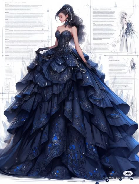 Blue Masquerade Dress, Dark Blue Ball Gown, Blue Fantasy Dress, Fantasy Ball Gowns, Dark Blue Gown, Blue Gowns, Fantasy Ball, Blue Ball Gowns, Gowns Dresses Elegant