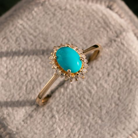 Turquoise Engagement Ring, Turquoise Ring Engagement, Ring Rosegold, Prong Ring, Vintage Rose Gold, Engagement Ring Unique, Wedding Rings Halo, Ringe Gold, Natural Gemstone Jewelry