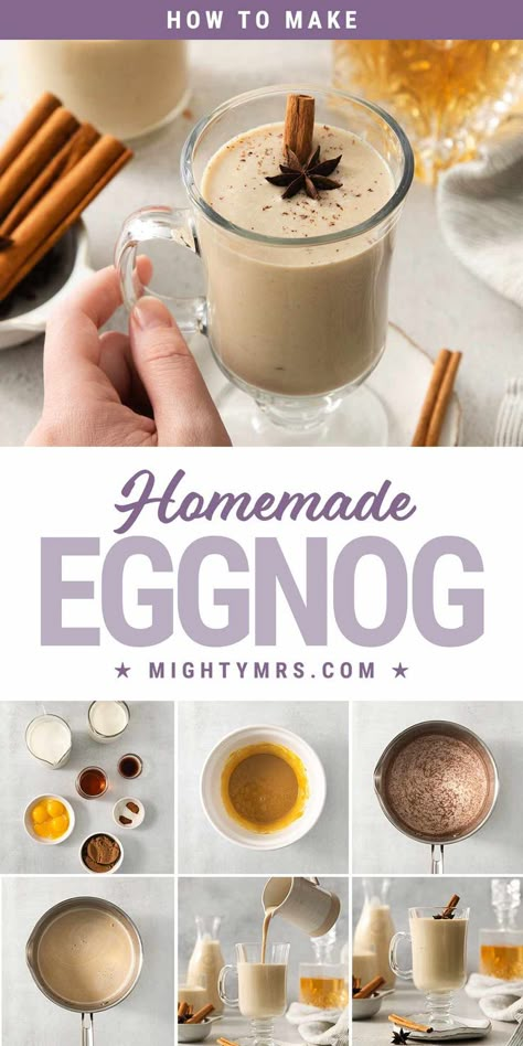 How to Make Homemade Eggnog Eggnog Recipe Easy, Dairy Free Eggnog Recipe, Homemade Eggnog Recipe, Alcoholic Eggnog, Dairy Free Egg Nog, Eggnog Recipe Homemade, Eggnog Recipes, Homemade Eggnog, Christmas Meal