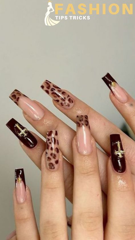 New Year Nails Design, Cheetah Nail Art, Brown Fall Nails, Chevron Nail Art, Leopard Nail Art, Pink French Nails, Cheetah Print Nails, Cheetah Nail Designs, New Year Nails