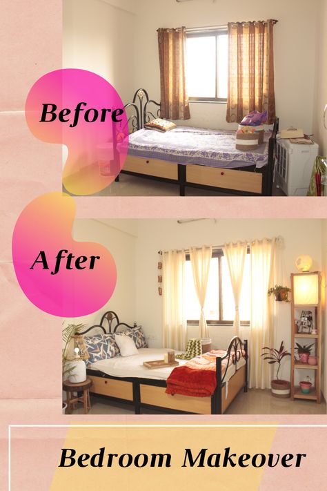 Small Bedroom Makeover & Tour | Indian Bedroom Decorating Ideas | Bedroom Mmakeover ON A Budget #minimalistbedroomorganization​ #smallIndianBedroomOrganization​ #IndianBedroomTour​ #HowtoOrganizeSmallBedroom​ #BedroomMakeover #gayatriscreativediaries Small Room Makeover Ideas Indian, Bedroom Ideas On Budget, Indian Bedroom Ideas For Small Rooms, Indian Bedroom Makeover Ideas, Rent Bedroom Ideas, Bedroom Makeover On A Budget Small Room, Low Budget Room Decor Ideas, Room Decor Low Budget, Small Bedroom Interior Indian