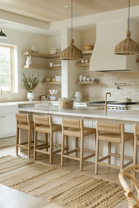 29 Coastal Kitchen Ideas to Bring Seaside Charm into Your Cooking Space Modern Boho Kitchen Ideas, Modern Boho Kitchen, Boho Kitchen Ideas, Coastal Farmhouse Kitchen, Coastal Kitchen Decor, Coastal Kitchen Design, Inspire Me Home Decor, Coastal Kitchen, Boho Kitchen