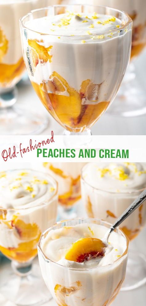 Healthy Peach Dessert, Can Peaches Recipes, Peaches And Cream Recipe, Peaches And Cream Dessert, Healthy Peach Recipes, Peach Desserts Easy, Comfort Food Healthy, Light Summer Desserts, Desserts Aesthetic