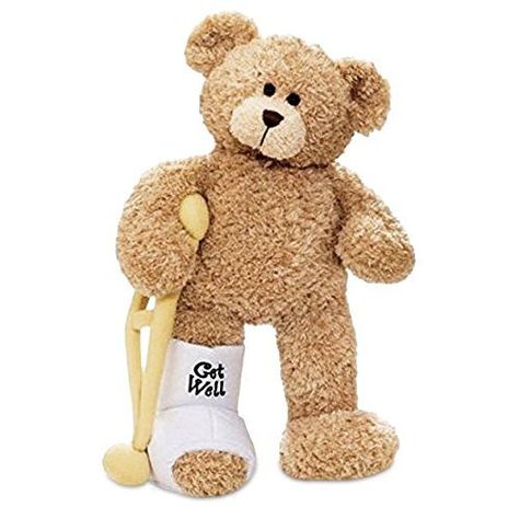 This adorable 8.5″ GUND teddy bear arrives with a broken leg. He has a signature cast and a crutch that are removable. Once the patient is better, the bear can be healed as well. You can choose to buy him just like this or with an additional blanket or book. Kids will love this cuddly teddy. Get Well Gift Ideas, Soon Quotes, Get Well Soon Quotes, Get Well Gift Baskets, New Year Wishes Images, Break A Leg, Feel Better Soon, Get Well Wishes, Bear Love