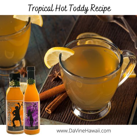 Tropical Hot Toddy Recipe - Da Vine Hawaii Whiskey Punch, Toddy Recipe, Hot Toddies Recipe, دورة شهرية, Hot Cocktails, The Cookie Rookie, Cookie Rookie, Hot Buttered Rum, Spiced Cider