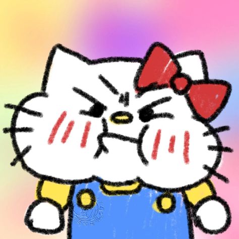 Meme Hello Kitty Mad Hello Kitty Reaction, Mad Hello Kitty, Hello Kitty Reaction Pic, Silly Hello Kitty, Cursed Hello Kitty, Angry Hello Kitty, Meme Hello, Hello Kitty Meme, Hello Kitty Eating