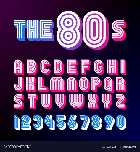 1980s Font, Letras Cool, Alfabet Font, Eighties Style, Groovy Font, 80s Design, Typography Alphabet, Hand Lettering Fonts, Halloween Fonts