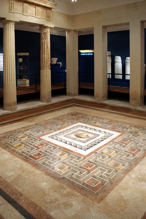 Roman Villa Interior, Old Roman Architecture, Roman Decorations, Masonite Roman Door, Roman Interior, Roman Domus, Ancient Roman Palace, Ancient Rome House, Rabat Malta