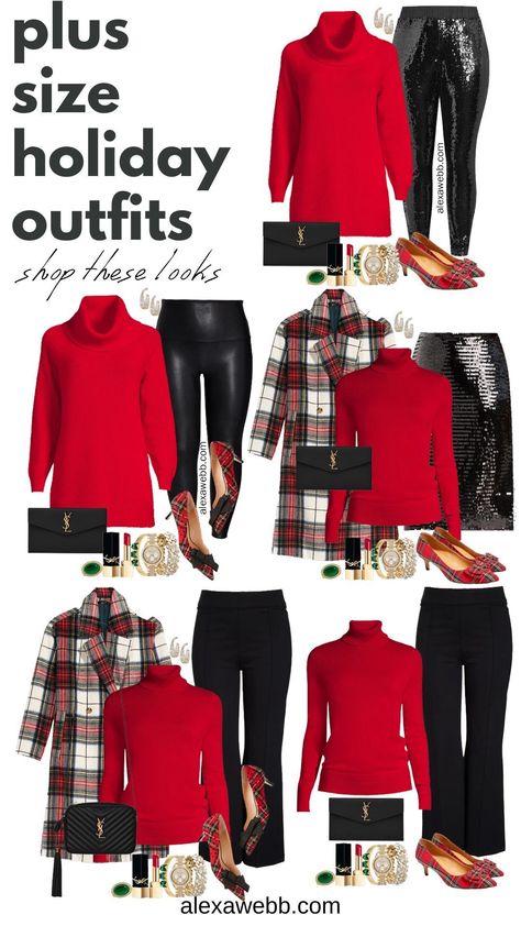 Plaid Coat Outfit, Red Turtleneck Sweater, Holiday Outfits Christmas, Cute Christmas Outfits, Trendy Christmas Outfits, Christmas Outfits Women, Red Turtleneck, Chic Coat, Cozy Winter Outfits