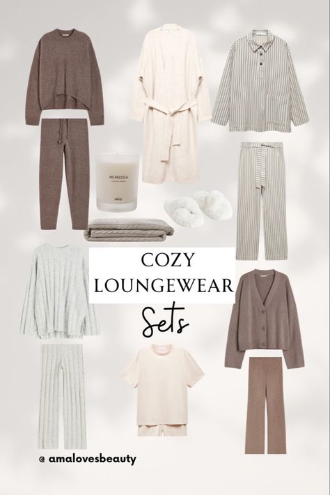 Loungewear outfits, cozy loungewear,home outfits Cozy Loungewear Sets, Cozy House Outfit, Lounge Capsule Wardrobe, Modest Lounge Wear, Dressy Lounge Outfit, Old Money Lounge Wear, House Clothes Comfy, Elevated Loungewear Outfits, Capsule Loungewear