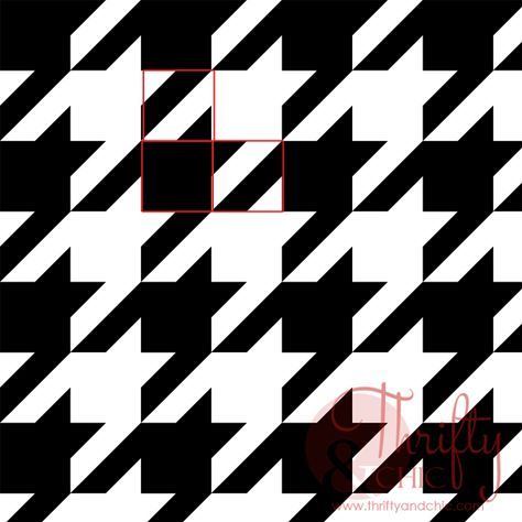 How to paint a houndstooth pattern on anything using painters tape Houndstooth Fabric, White Canvas Art, Fashion Tumblr, Minimalist Pattern, Modern Cottage, Black And White Canvas, Organic Cotton Knit Fabric, Custom Printed Fabric, Houndstooth Pattern